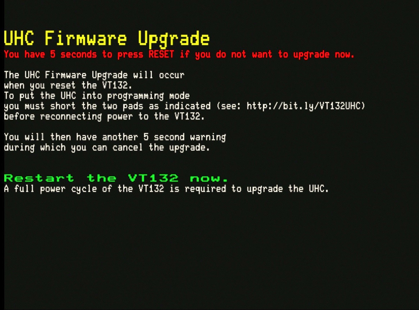 UHC firmware upgrade